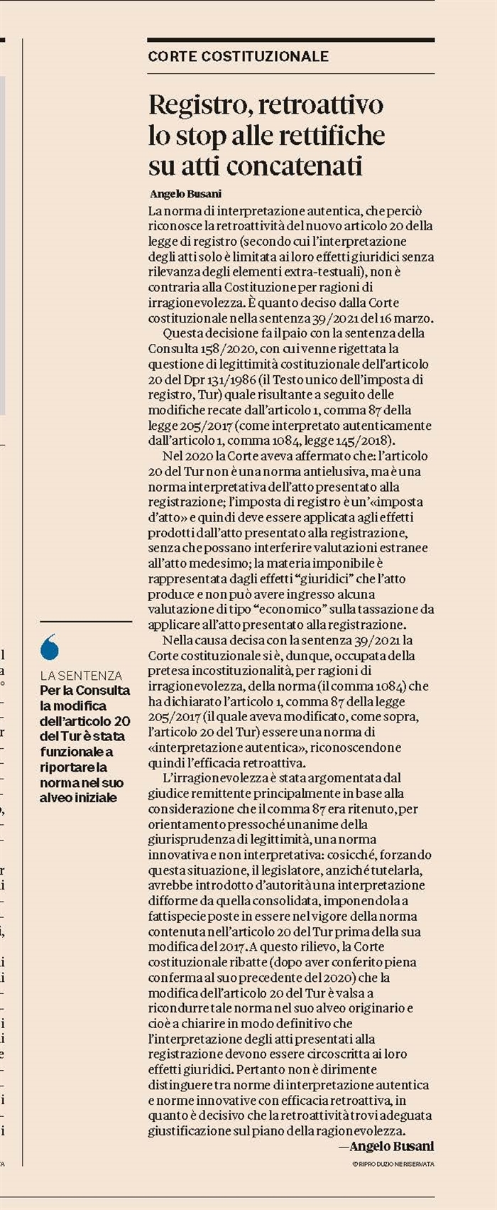 IMPOSTA DI REGISTRO - Va tassato l'atto, non la concatenazione di atti