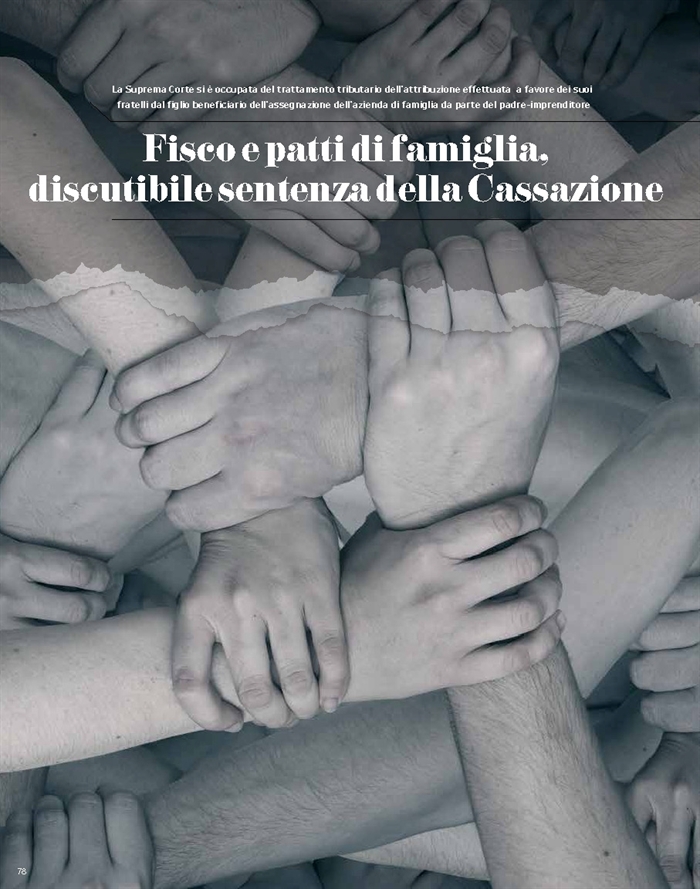 PATTO DI FAMIGLIA - La prima sentenza (tributaria) della Cassazione