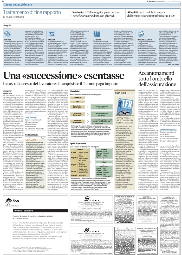 TFR-SUCCESSIONE-ACQUISTO IURE PROPRIO