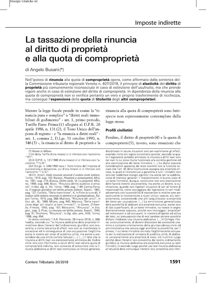 IMPOSTE - Rinuncia al diritto di proprietà e alla quota di comproprietà