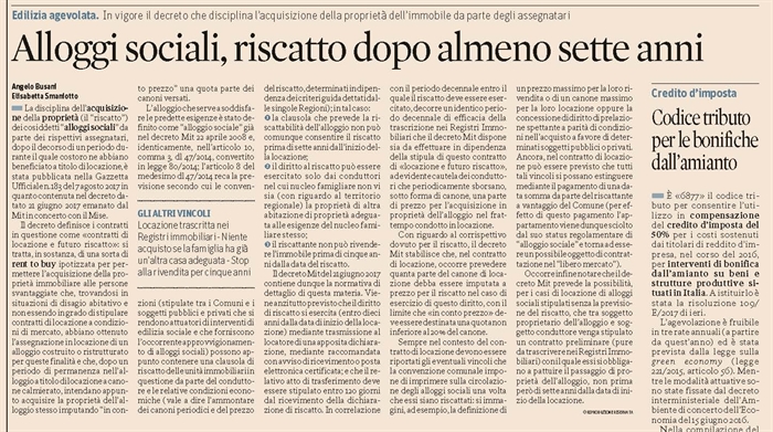 COMPRAVENDITA - Come si riscattano gli alloggi sociali