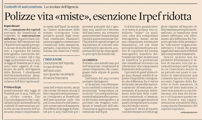 PROTEZIONE DEL PATRIMONIO - Assicurazione sulla vita