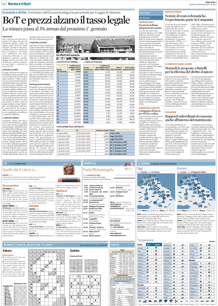 INTERESSI LEGALI-SAGGIO-AUMENTO 3%