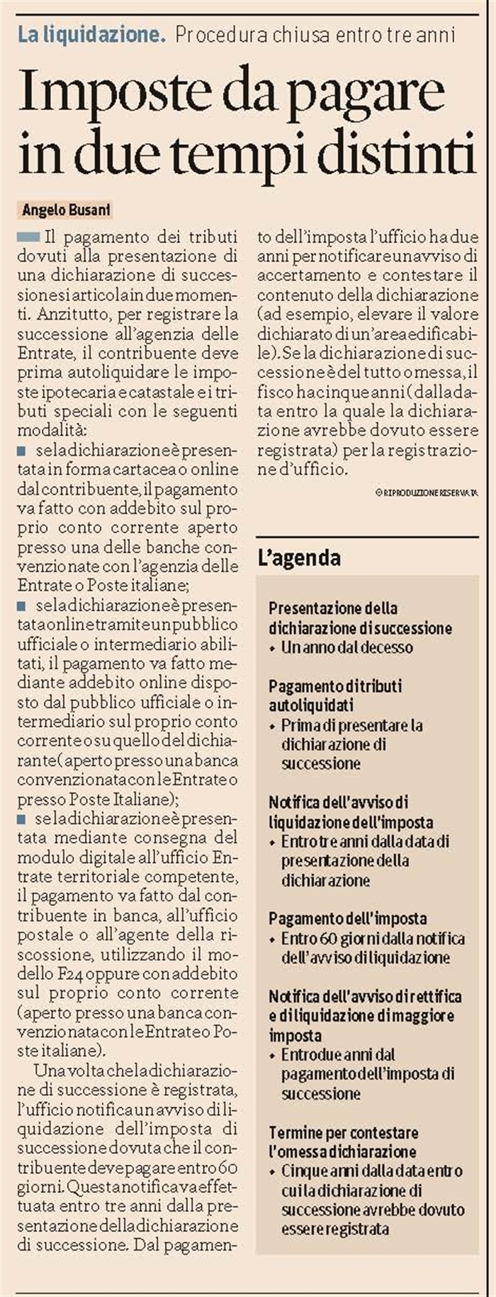 IMPOSTA DI SUCCESSIONE - Come si paga l'imposta