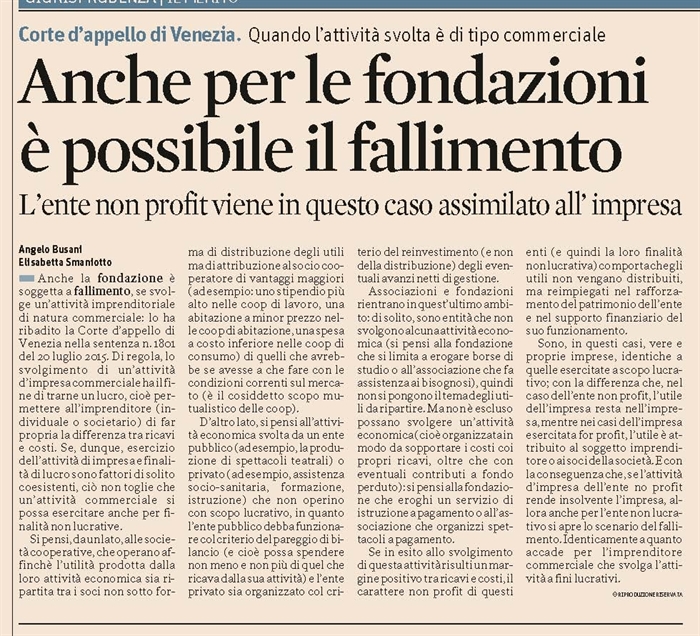 SOCIETA - Fallimento di una fondazione