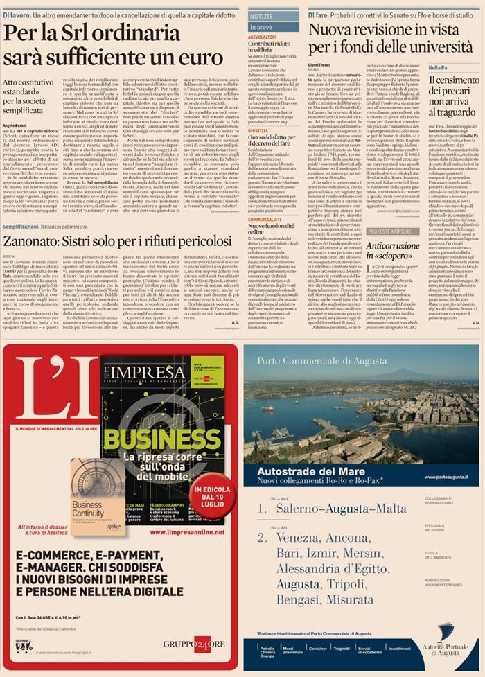 2013-07 SOCIETA' - Srls con capitale a 1 euro