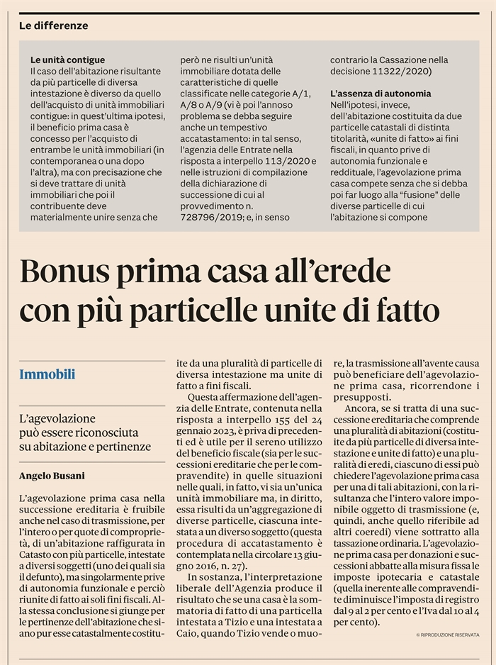 PRIMA CASA - Abitazione suddivisa in più particelle