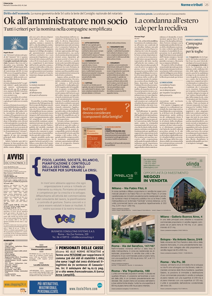 2013-12 - SOCIETA' - Amministratore non socio per le Srls