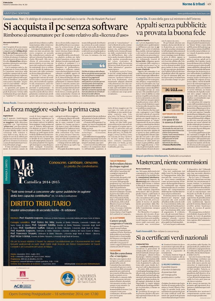 2014-09 - COMPRAVENDITA - Agevolazione prima casa salva per forza maggiore