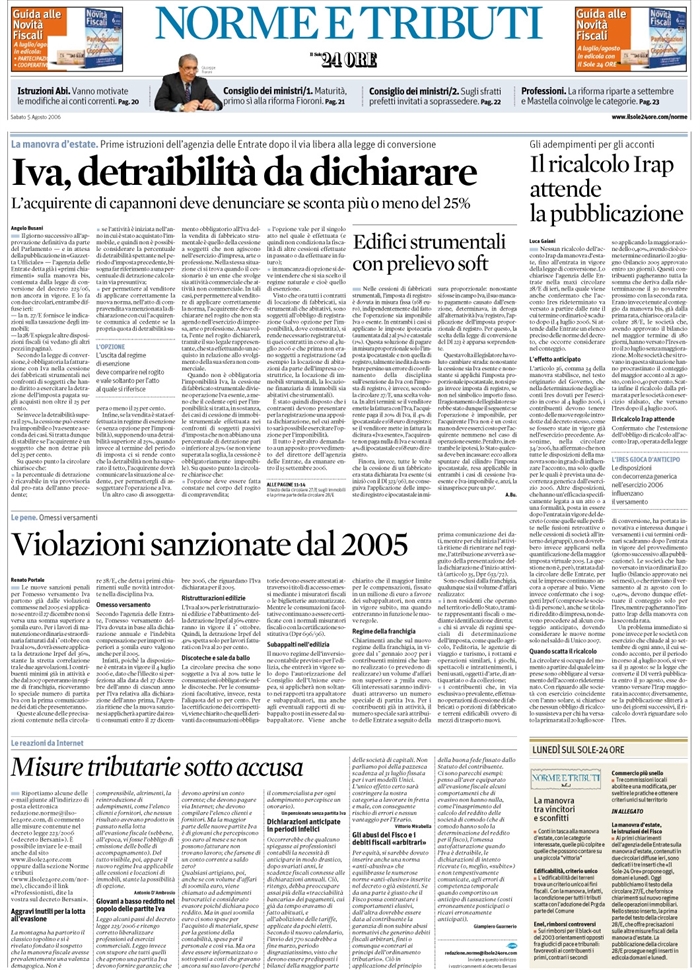 IVA - DETRAIBILITA' CESSIONI IMMOBILIARI