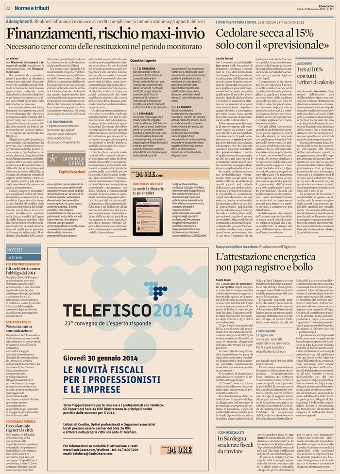 2013-11 - COMPRAVENDITA - Attestazione energetica senza bolli ed imposte
