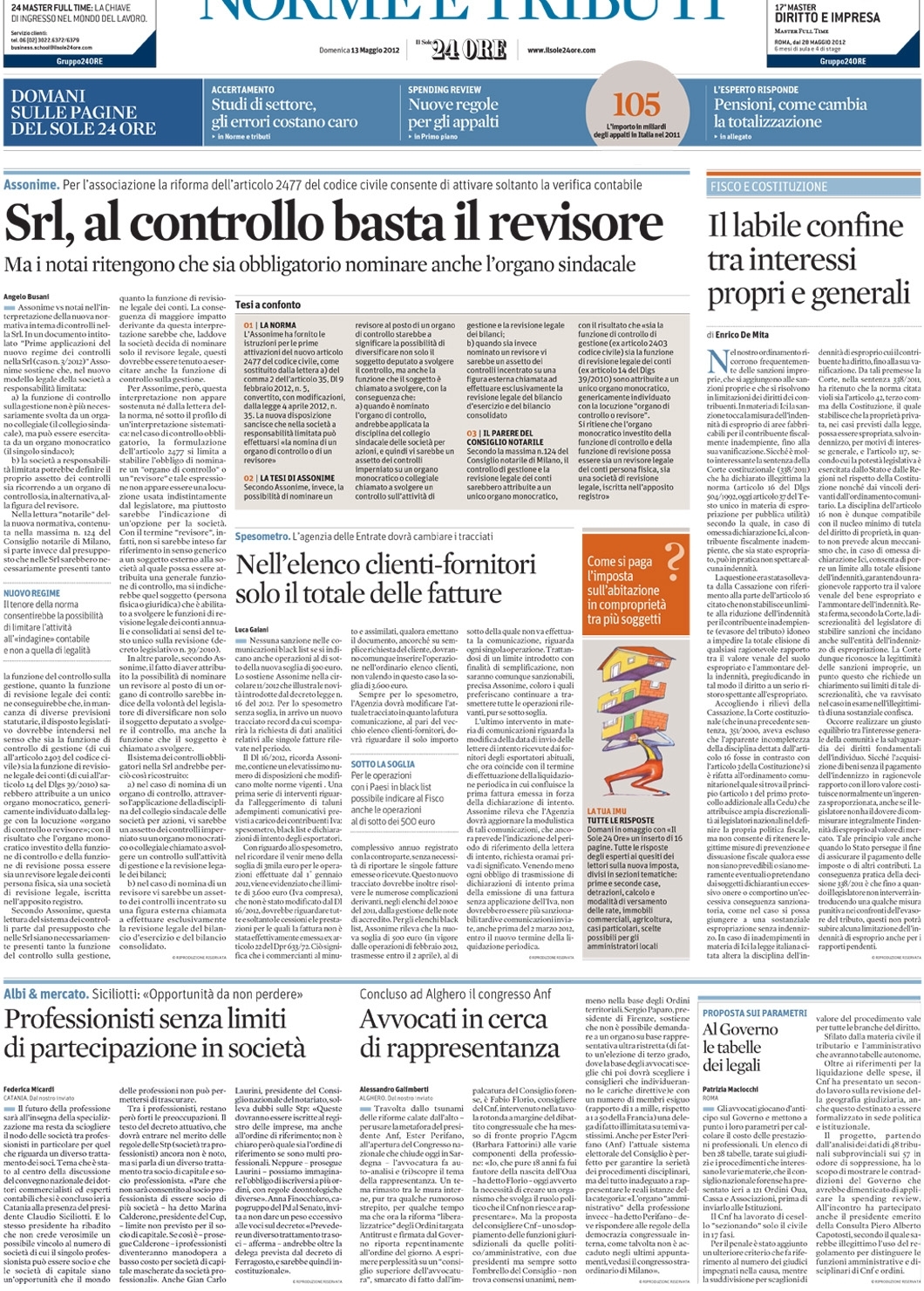 SOCIETA' - SRL, al controllo basta il revisore