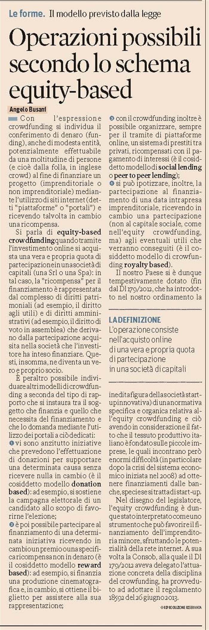 SOCIETA' - La raccolta di capitale mediante crowdfunding (articolo edit.)