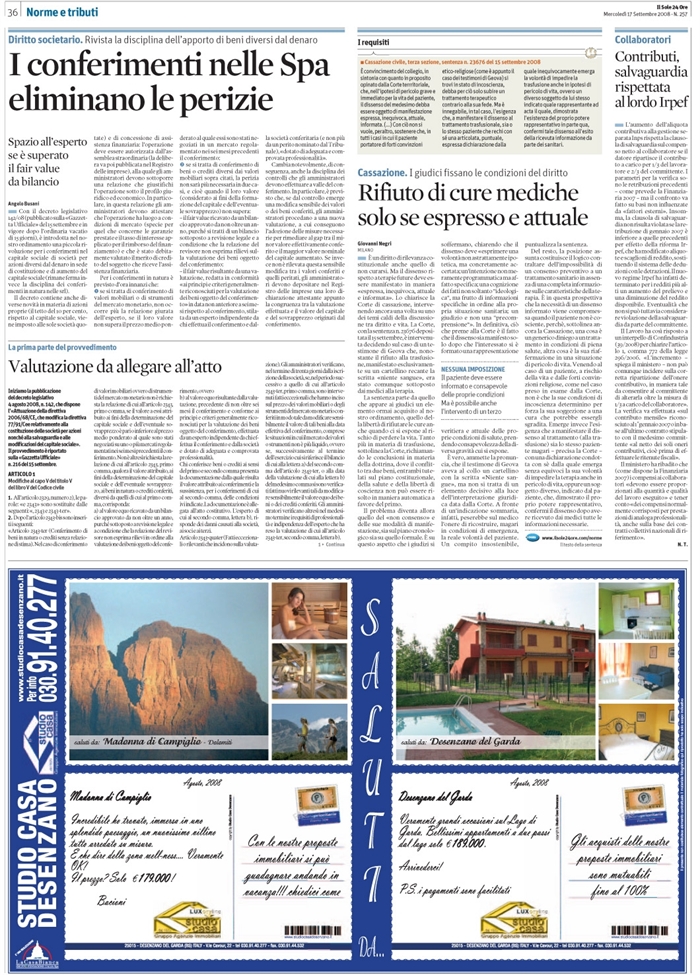 SPA - CONFERIMENTI IN NATURA - ABOLIZIONE PERIZIA GIURATA