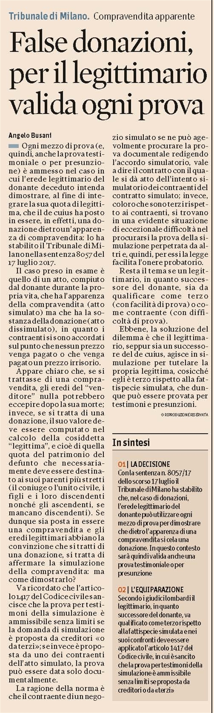 DONAZIONE - Donazione simulata dietro una compravendita - Come provarlo
