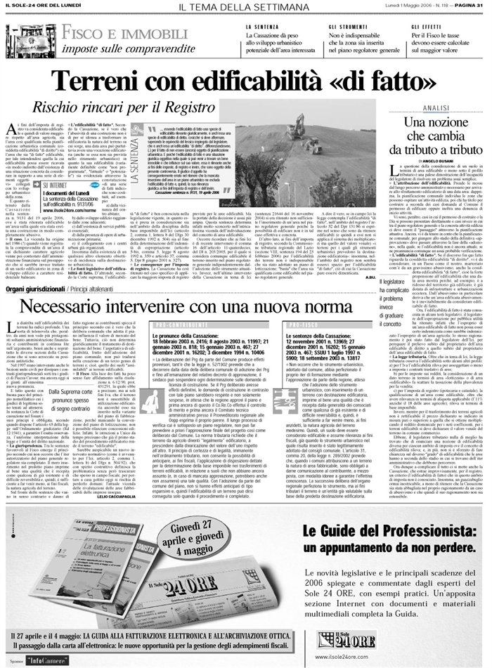 EDIFICABILITA DI FATTO-PROFILI TRIBUTARI 2
