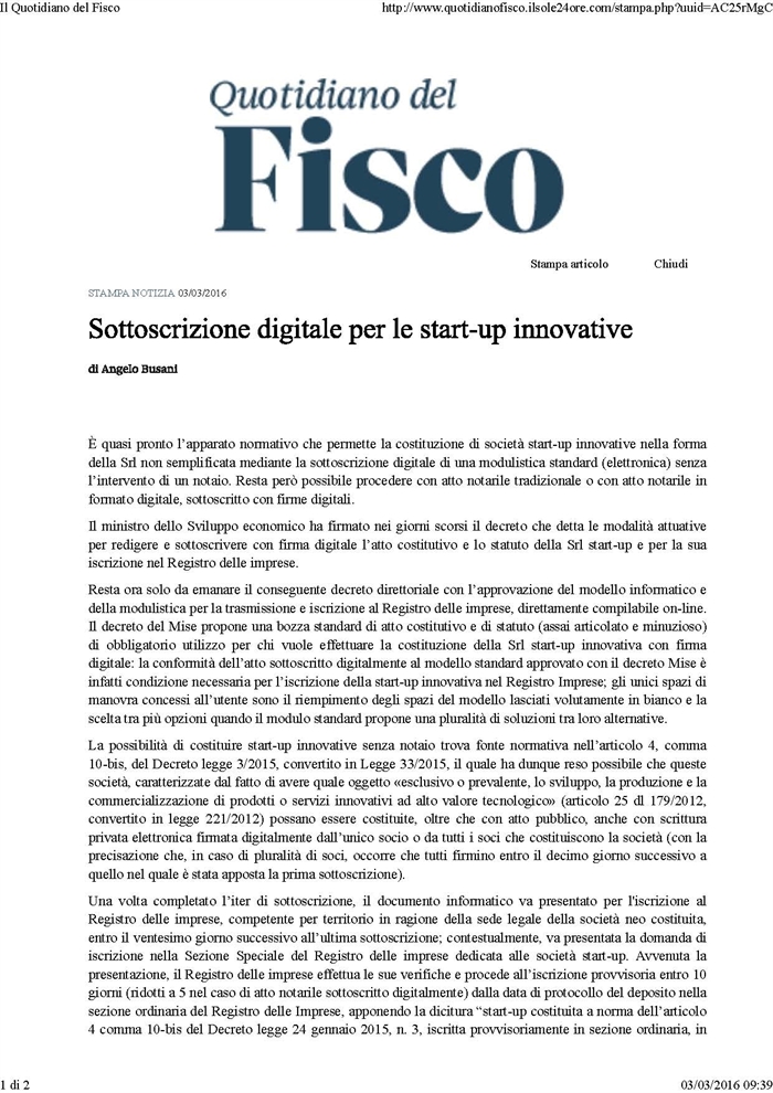 SOCIETA - Start up innovativa