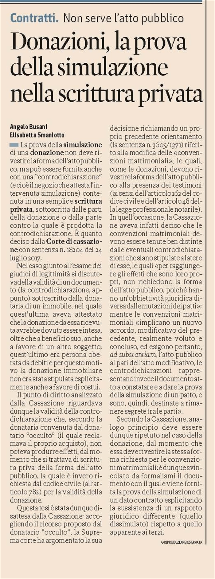 DONAZIONE - Prova della simulazione