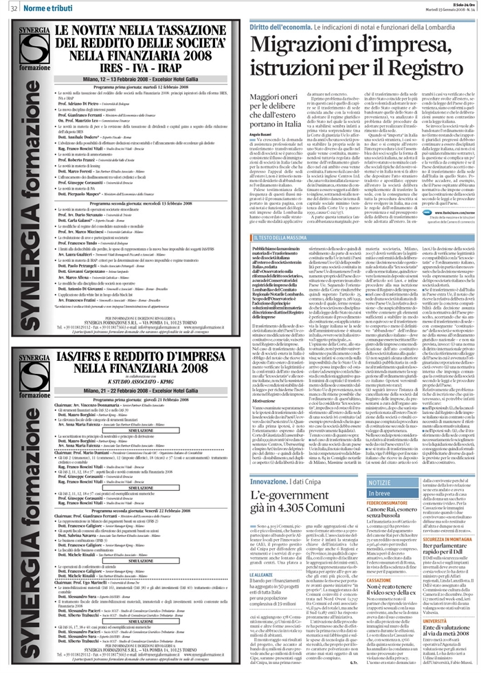 SOCIETA' - SEDE - TRASFERIMENTO TRANSFRONTALIERO