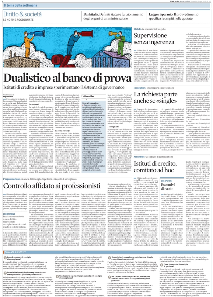 SPA - ISTITUTI CREDITO-SISTEMA DUALISTICO-CONTROLLO GESTIONE