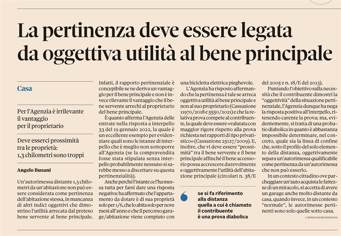AGEVOLAZIONE PRIMA CASA - Le caratteristiche delle pertinenze
