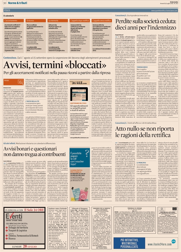 2014-07 - SOCIETA - Perdite su società ceduta termine decennale