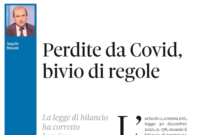 SOCIETA' - Nuova normativa per la perdite provocate da Covid-19