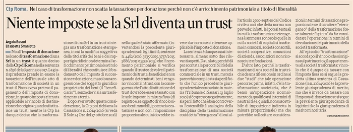 TRUST - "Trasformazione" del trust in Srl