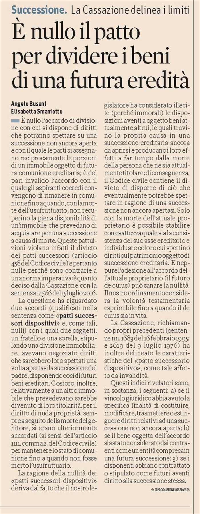 SUCCESSIONE EREDITARIA - Divisione di successione non ancora aperta