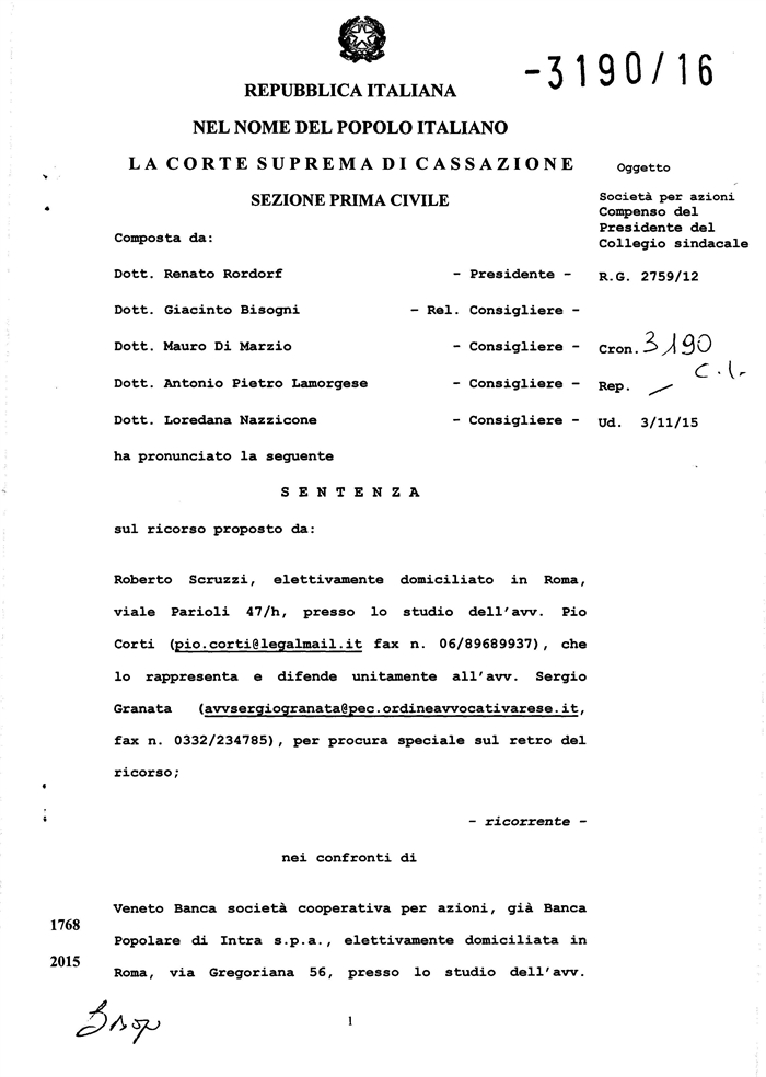 SOCIETA' - Compenso del collegio sindacale