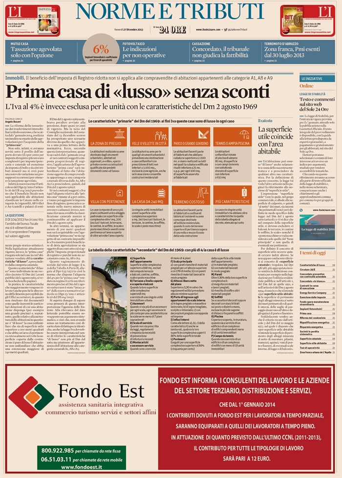 2013-12 - COMPRAVENDITA - Immobili di lusso ed imposte