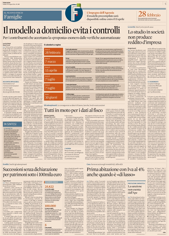 2014-06 - EREDITA' - Successione senza dichiarazione per patrimoni inferiori ai 100mila euro