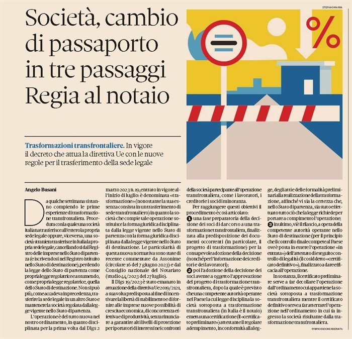 SOCIETA' - Trasformazione transfrontaliera - prime esperienze
